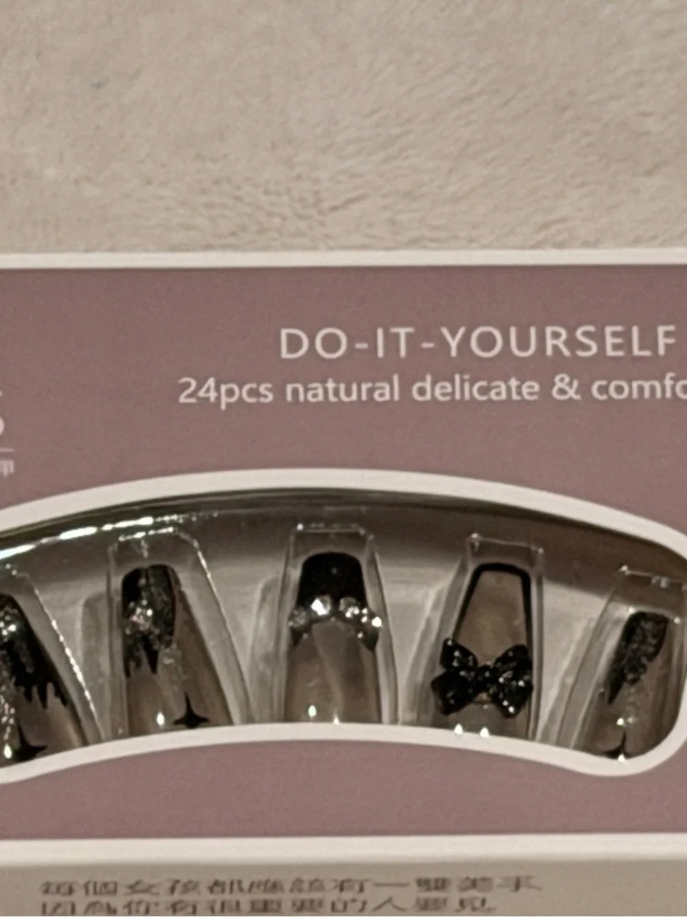 Black Bow Goth Press On Nails | Rhinestone French Tip Glam Nail Set